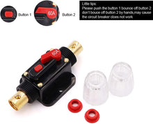 Load image into Gallery viewer, Absolute ICB60 4/8 AWG 60 Amp in-line Circuit Breaker with Manual Reset with Manual Reset Car Auto Marine Boat Stereo