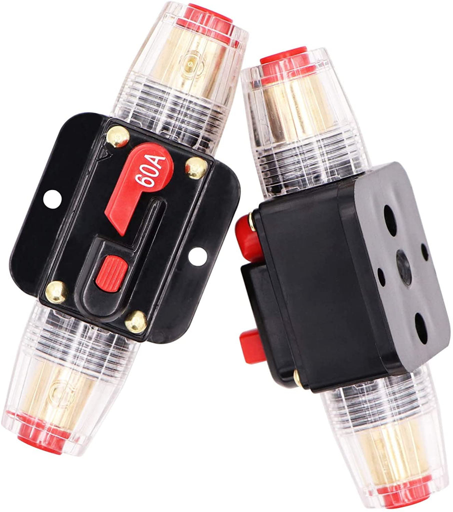 Absolute ICB60 60 Amp Circuit Breaker 4/8 AWG Inline Manual Reset Fuse Holder