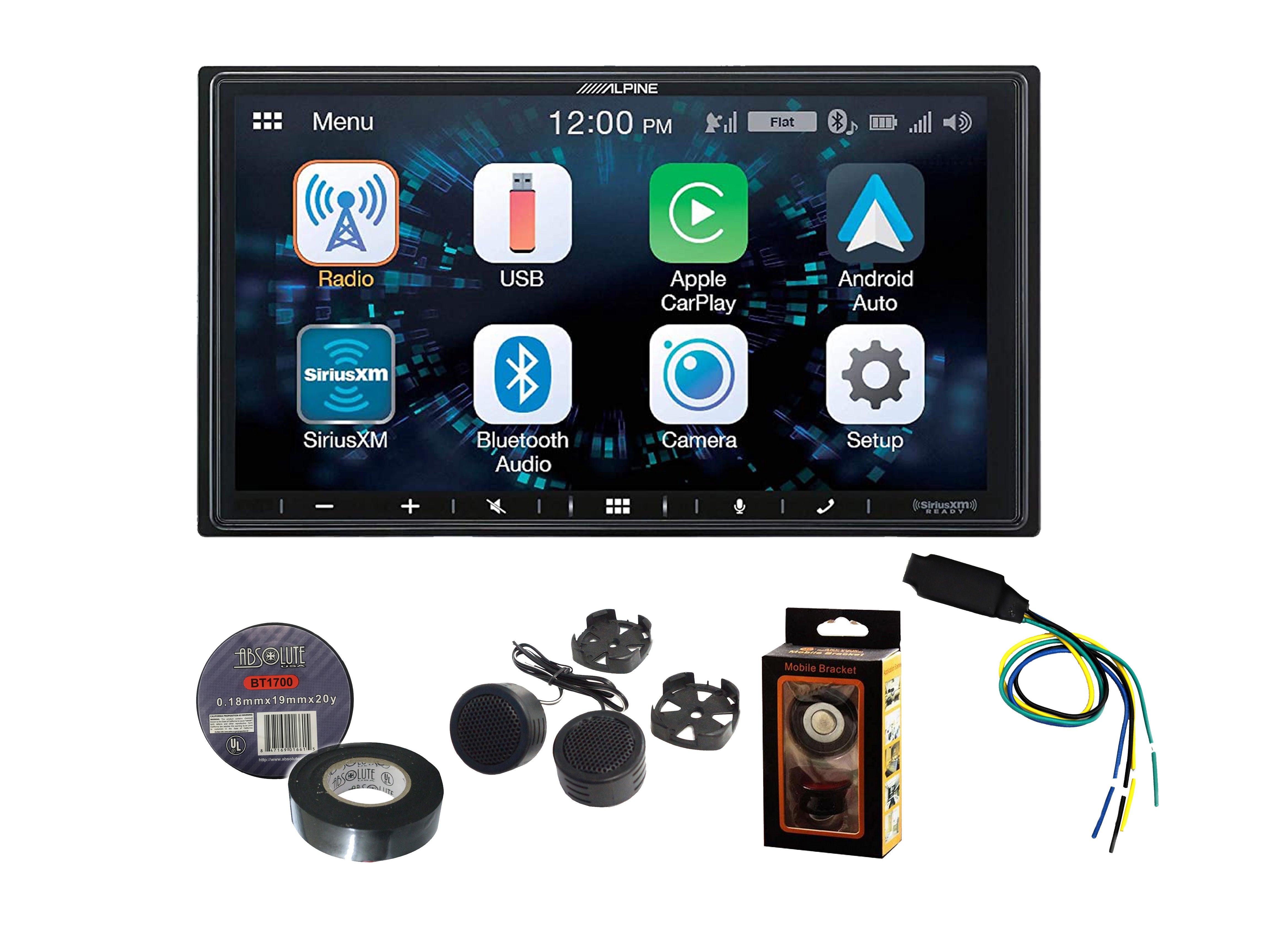 Alpine iLX-W670 7" Mech-Less Receiver Compatible with Apple CarPlay and Android Auto +Absolute Video in Motion trigger interface for Double DIN Stereo's+Free Tweeter + Mobile Holder+Electrical Tape