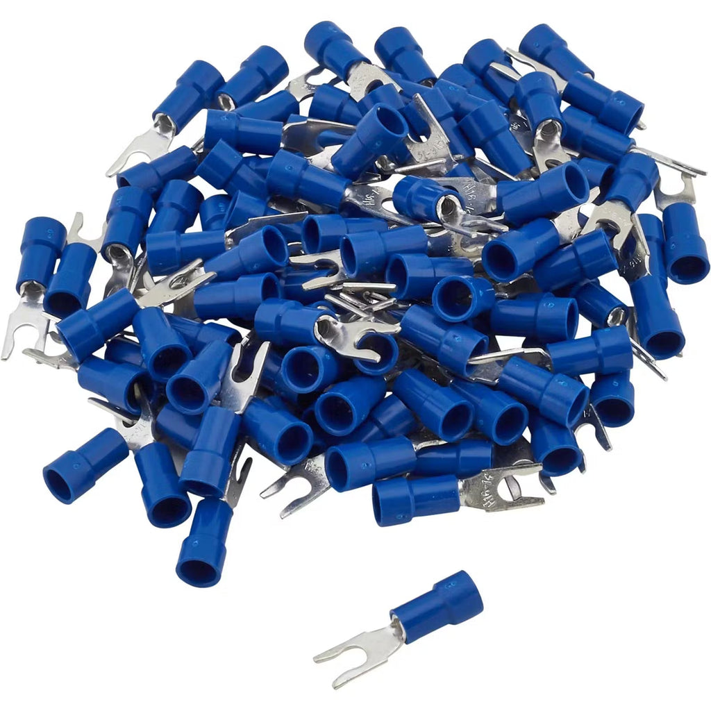 Install Bay 3MBVST8 3M™ Blue Vinyl Spade Terminal 16-14 Gauge #8 Pkg of 100
