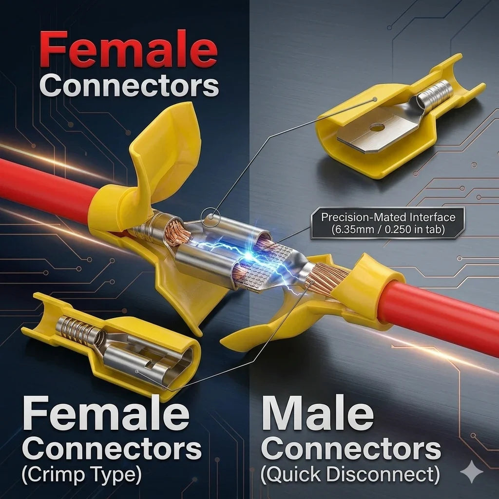 2 American Terminal TFQD1210Y 12/10-Gauge Nylon Fully-Insulated Female Quick Disconnects