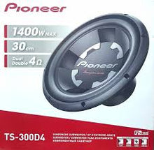 Load image into Gallery viewer, Pioneer TS-300D4 12 Inch 1400 Watts Max Power Dual 4-Ohm Voice Coil Car Audio Stereo Subwoofer Loudspeakers