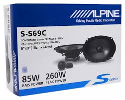 Alpine S-S69C 260w 6x9" Car Audio Component Speakers w/1 Tweeters