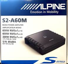 Alpine S2-A60M S-Series Class D 600 W Mono Subwoofer Amplifier + RUX-H01 Halo Bass Knob