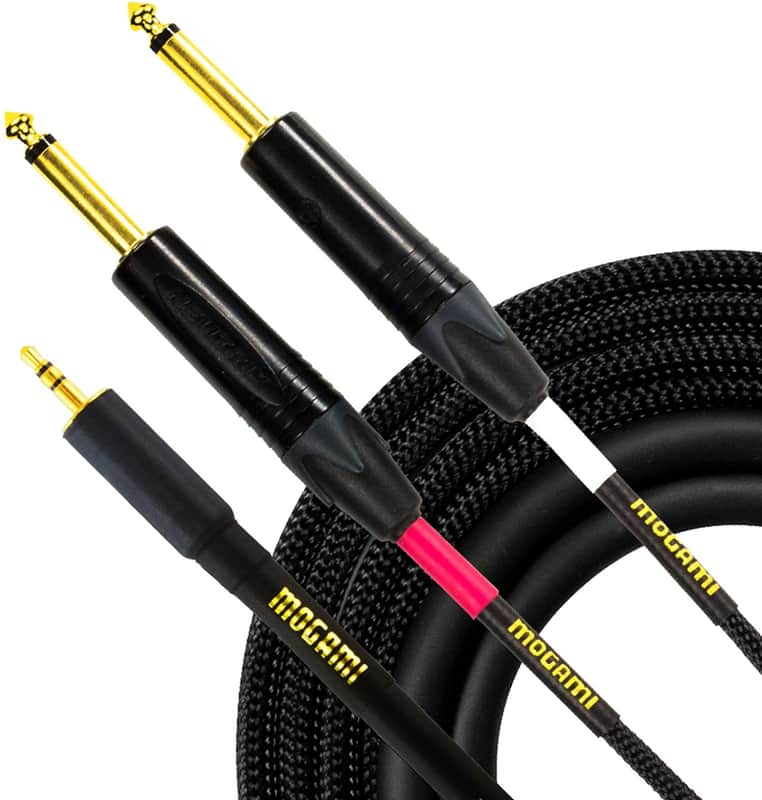 Mogami GOLD 3.5 2 TS 15 3.5mm to Dual 1/4" TS Cable - 15 FT