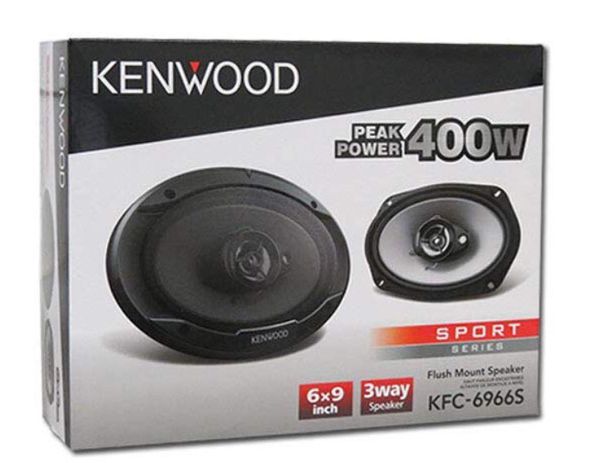 Kenwood KFC-6966S 6x9" 400-Watt 4-ohm 3-Way Speakers + 6x9" Square Box