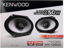 Load image into Gallery viewer, 4 X Kenwood Car KFCC6866S 6x8" 500 Watt 2-Way Coaxial Speakers Car Audio