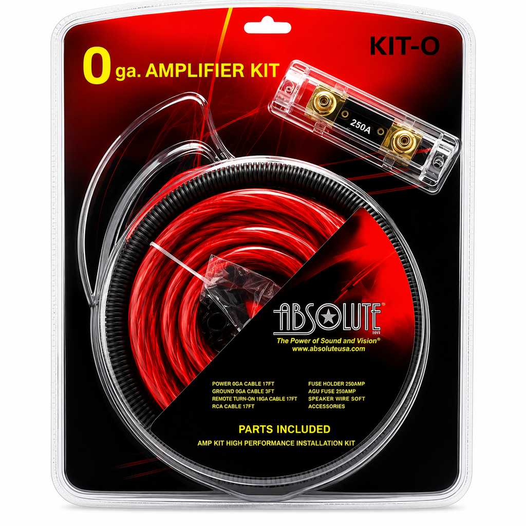 2 Absolute Kit 0 Complete 0 Gauge Amplifier Amp Kit with RCA Interconnect Cable