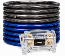Load image into Gallery viewer, Absolute KIT025BKBL 0 Gauge 50' Black/Blue Power/Ground Wire Amplifier Amp Kit