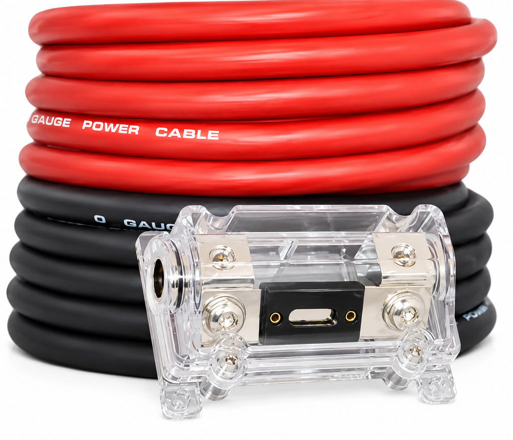 2 Absolute KIT025RB 0 Gauge 50' Red/Black Power/Ground Wire  Amplifier Amp Kit