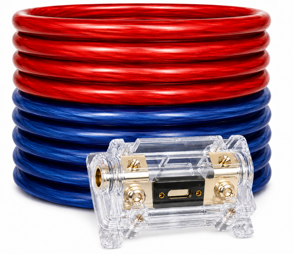 AT TKIT025RBL 0 Gauge 50' Red/Blue Power/Ground Wire Amplifier Amp Kit