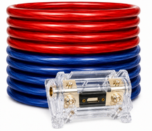 Load image into Gallery viewer, AT TKIT025RBL 0 Gauge 50' Red/Blue Power/Ground Wire Amplifier Amp Kit