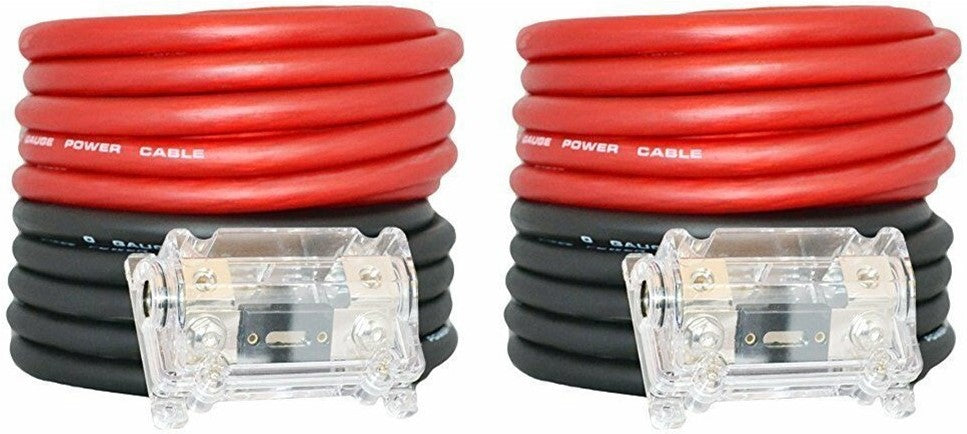 2 AT TKIT025RB 0 Gauge 50' Red/Black Power/Ground Wire Amplifier Amp Kit