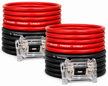Load image into Gallery viewer, 2 Absolute KIT025RB 0 Gauge 50' Red/Black Power/Ground Wire  Amplifier Amp Kit