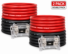 Load image into Gallery viewer, 2 Absolute KIT025RB 0 Gauge 50' Red/Black Power/Ground Wire  Amplifier Amp Kit