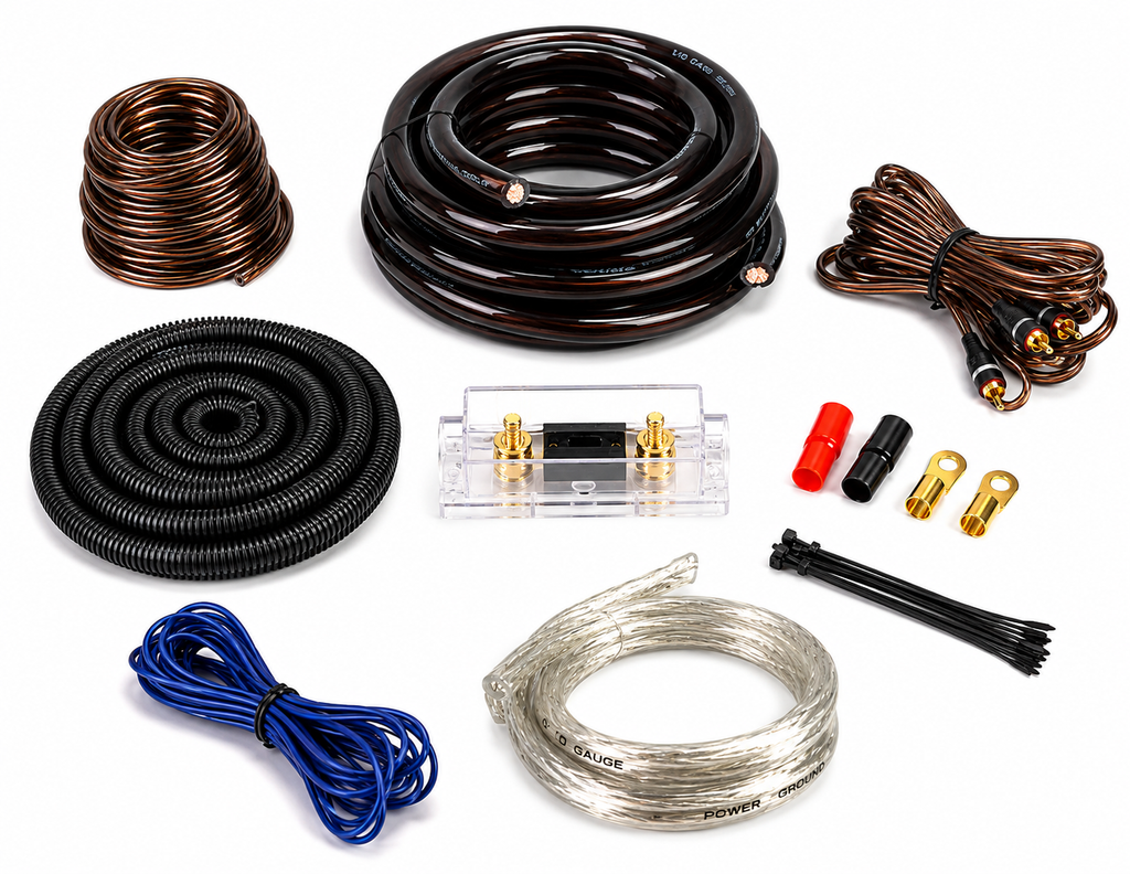 2 Absolute KIT0BK Complete 0 Gauge Black Amp Kit with RCA Interconnect Cable Black
