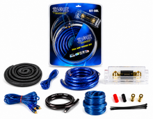 Load image into Gallery viewer, 2 Absolute KIT0BL Complete 0 Gauge Blue Amp Kit with RCA Interconnect Cable Blue