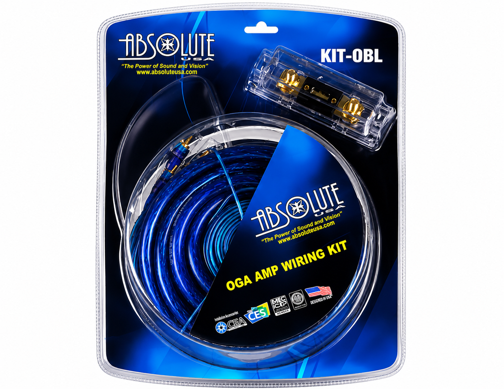 2 Absolute KIT0BL Complete 0 Gauge Blue Amp Kit with RCA Interconnect Cable Blue