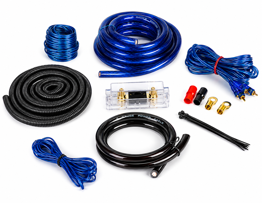 2 Absolute KIT0BL Complete 0 Gauge Blue Amp Kit with RCA Interconnect Cable Blue