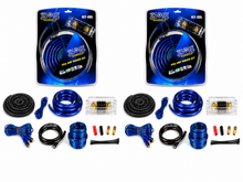 Load image into Gallery viewer, 2 Absolute KIT0BL Complete 0 Gauge Blue Amp Kit with RCA Interconnect Cable Blue