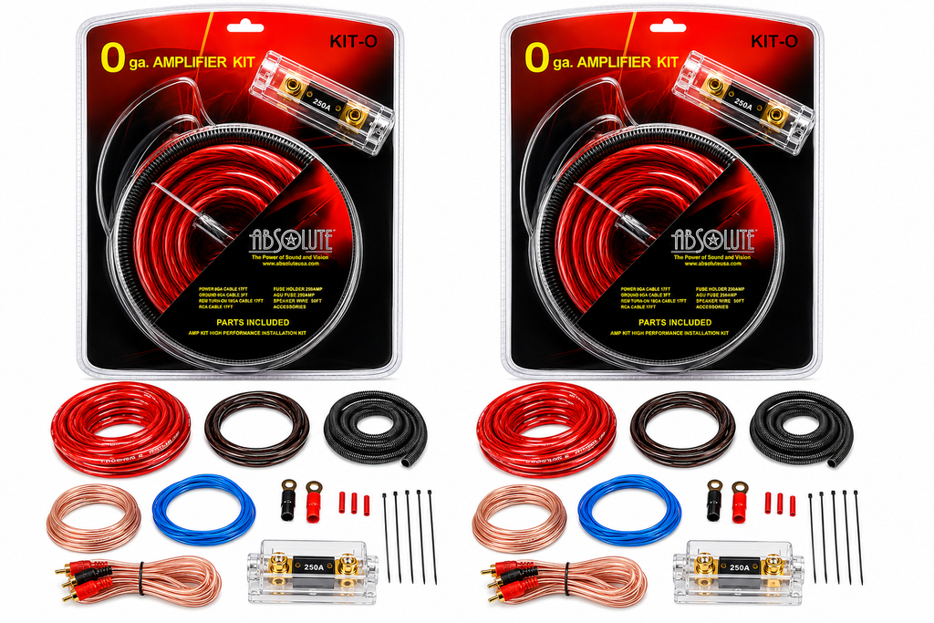 2 Absolute Kit 0 Complete 0 Gauge Amplifier Amp Kit with RCA Interconnect Cable