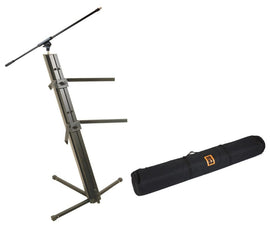 MR DJ KSPRO1500B PRO 2-Tier Black Column Keyboard Stand W Mic Boom Arm + Case