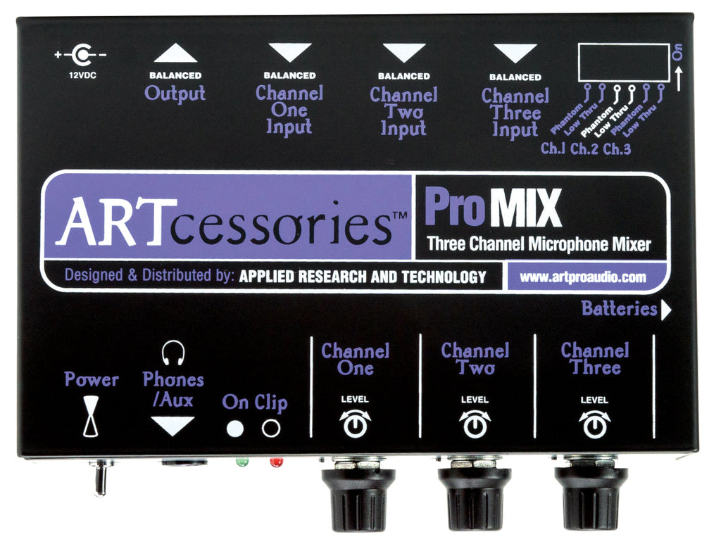 ART PROMIX 3-Channel Battery / AC-Powered Mini Mixer