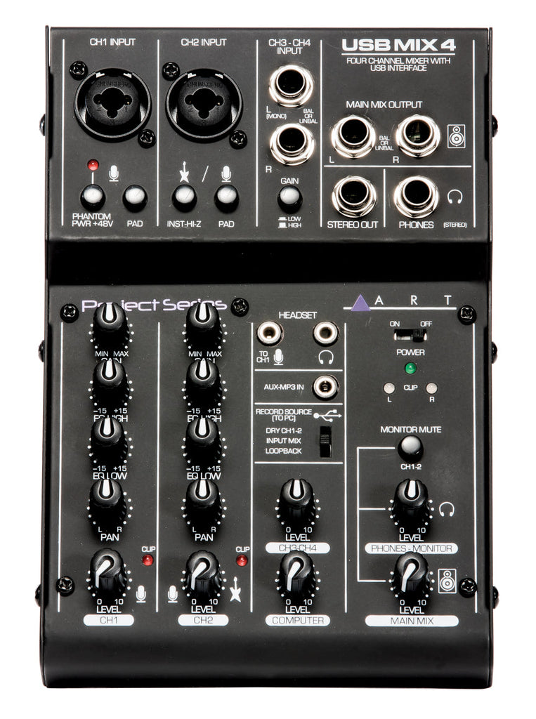 ART USBMIX4 4 Channel USB Recording Mixer