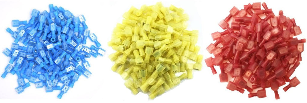 900 PCS 12-10 16-14 22-18 Gauge Fully Insulated Male Spade Quick Disconnect Speaker Butt Wire Connector Nylon