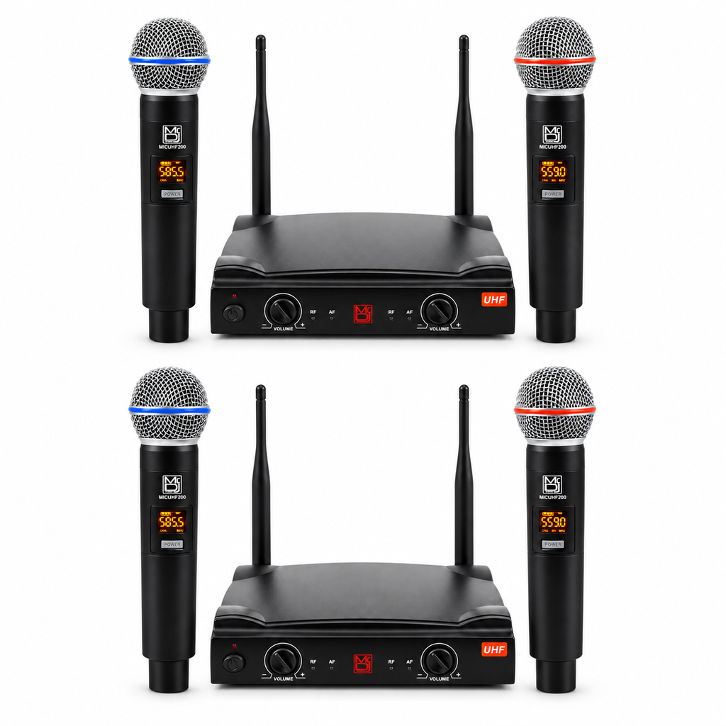 2 MR DJ MICUHF200 Dual UHF Wireless Microphone System Kit with 2 Handheld