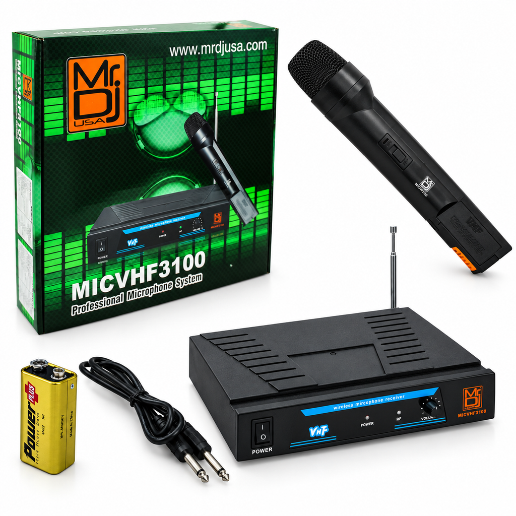 2 MR DJ MICVHF3100 Wireless Dual-Channel Handheld design Microphone System