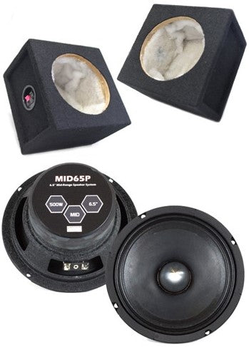 2 Absolute MID65P 6.5" 500W Mid-Range Aluminum Bullet Loudspeaker + Flat Box