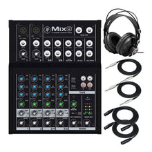 Load image into Gallery viewer, Mackie Mix8 8-Channel Compact Mixer Bundle with MR DJ Headphones, Two 1/4" TRS Cables &amp;  XLR Cables