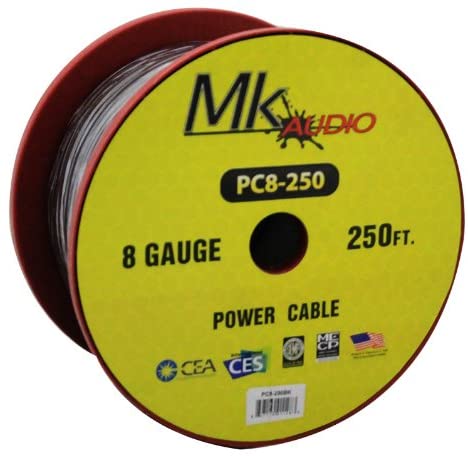 Mk Audio PC8-250BK 8 Gauge Black Multi-Strand 250 Feet Power Ground Wire Cable