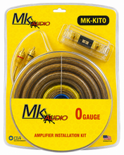 Load image into Gallery viewer, 2 MK Audio MK-KIT0 1/0 Gauge Yellow Amplifier Installation Wiring Kit Complete 3000W Car Audio Amp Kit