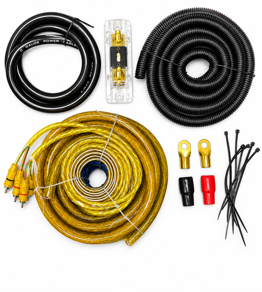 MK Audio MK-KIT0 1/0 Gauge Yellow Amplifier Installation Wiring Kit Complete 3000W Car Audio Amp Kit