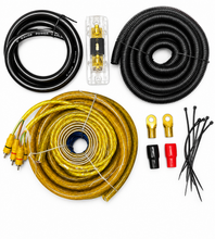 Load image into Gallery viewer, MK Audio MK-KIT0 1/0 Gauge Yellow Amplifier Installation Wiring Kit Complete 3000W Car Audio Amp Kit