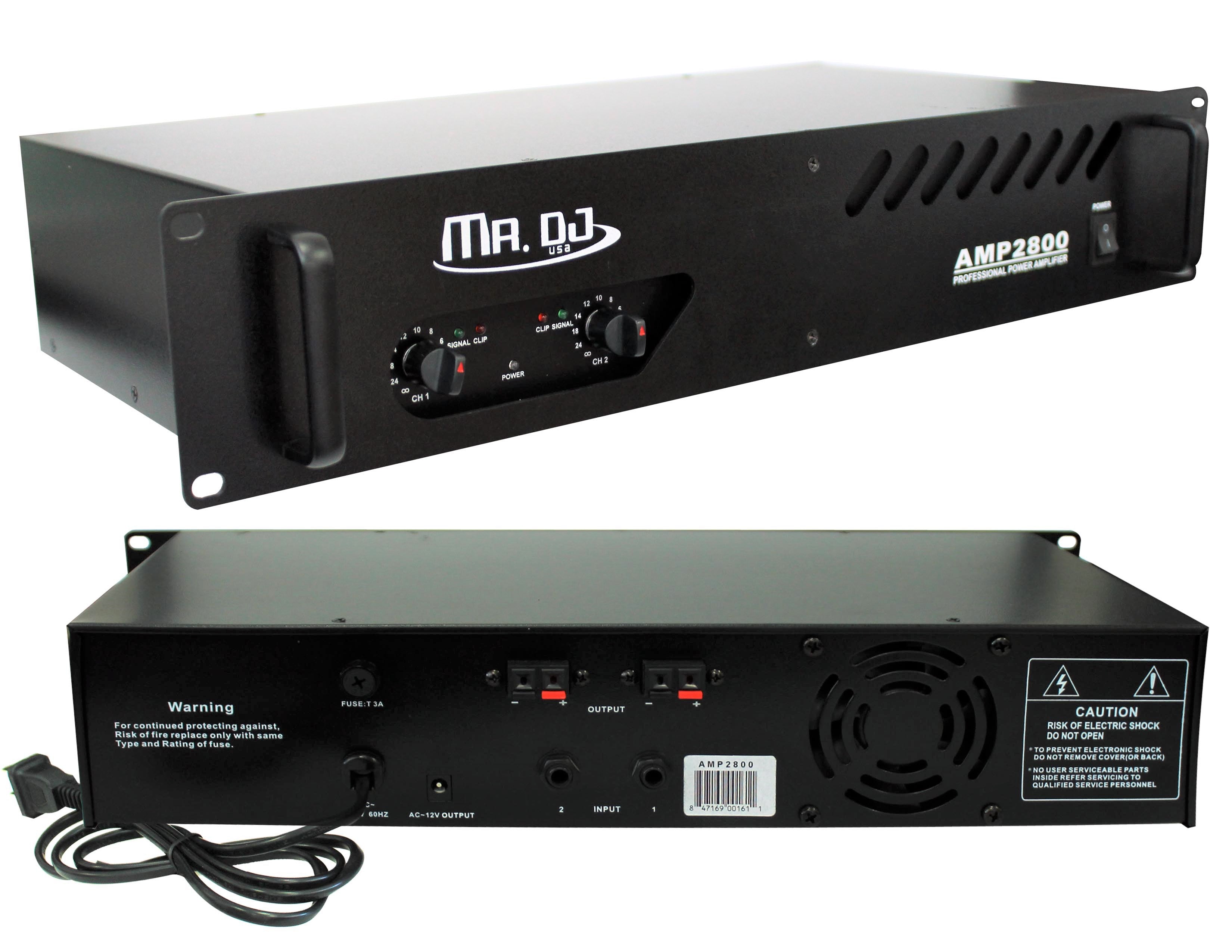 MR DJ AMP2800<BR/> 800W MAX, 2-channel 300 watts RMS bridgeable dynamic series PA DJ power amplifier