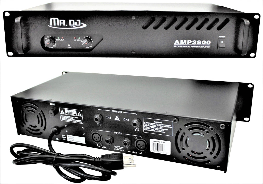 MR DJ AMP3800 Power PA DJ Amp 3800W, 2-channel bridgeable dynamic series PA DJ power amplifier