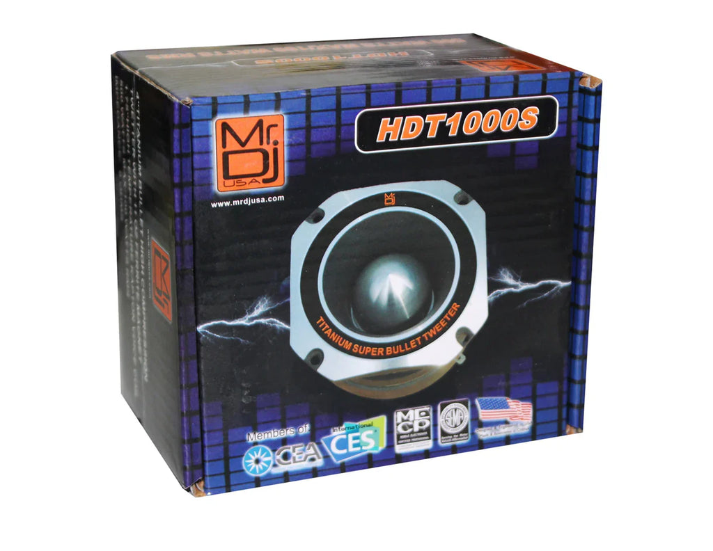 MR DJ HDT1000S 4-Inch Titanium Bullet High Compression Tweeter Ferrite Magnet Chrome