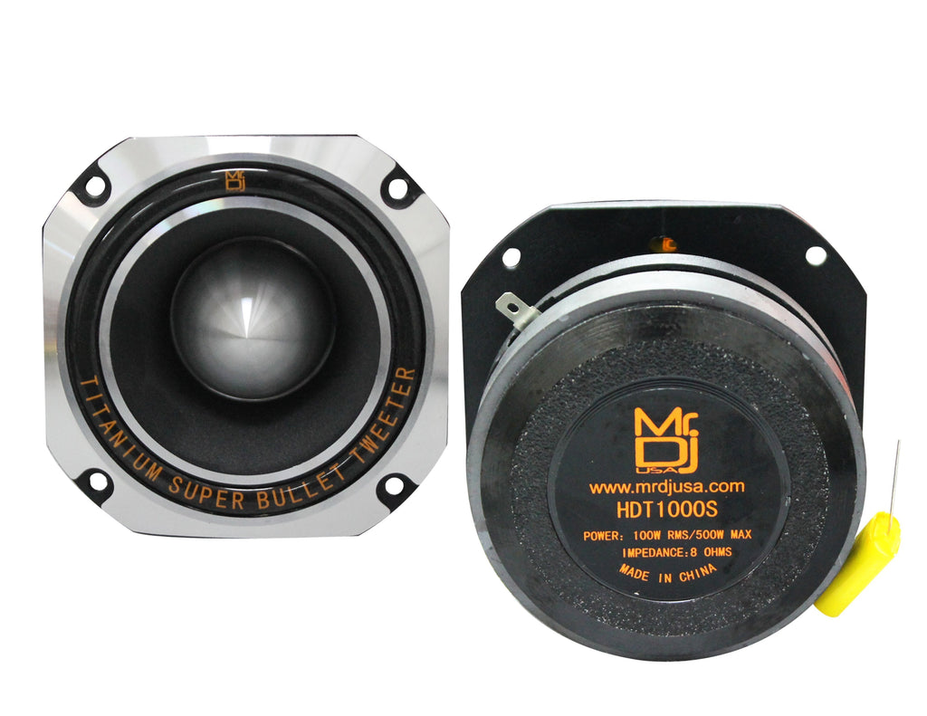 MR DJ HDT1000S 4" 500W Titanium Bullet High Compression Tweeter Chrome