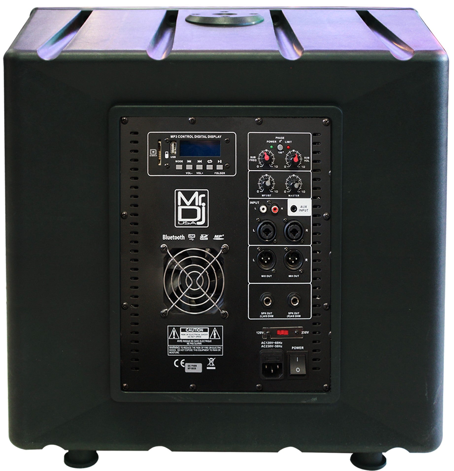 Mr Dj 18" PRO-SUB18BT 6000W PA DJ Club Powered Active Subwoofer Bluetooth & 2 Speaker Output