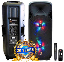 Load image into Gallery viewer, MR DJ LETSPARTY Dual 12" Battery Powered Bluetooth Speaker, UHF Wireless Microphone Party Speaker