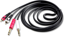 Load image into Gallery viewer, MR DJ CDQR12 12' Dual 1/4" TS Mono to Dual RCA Male Pro DJ PA Audio Cable