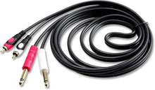 Load image into Gallery viewer, 2 CDQR3 3 Feet Dual 1/4" TS Mono to Dual RCA Male Pro DJ PA Audio Cable