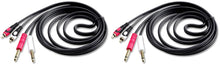 Load image into Gallery viewer, 2 Pair Mr DJ CDQR12 12 Feet Dual 1/4" TS Mono to Dual RCA Male Pro DJ PA Audio Cable