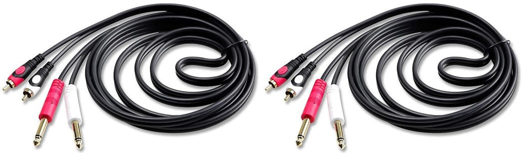 2 Pair CDQR12 12 Feet Dual 1/4" TS Mono to Dual RCA Male Pro DJ PA Audio Cable