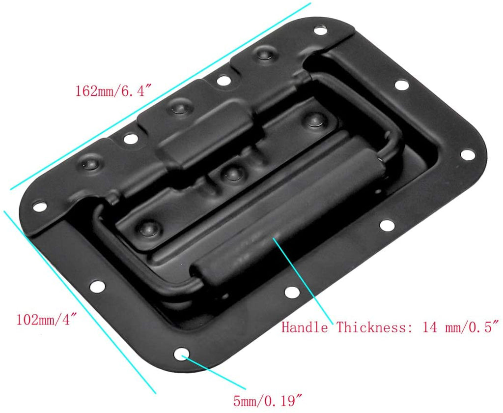 MR DJ HR100B Medium Spring Loaded Recessed Heavy Duty Black Flight Case Speaker Cabinet Road Case Handle