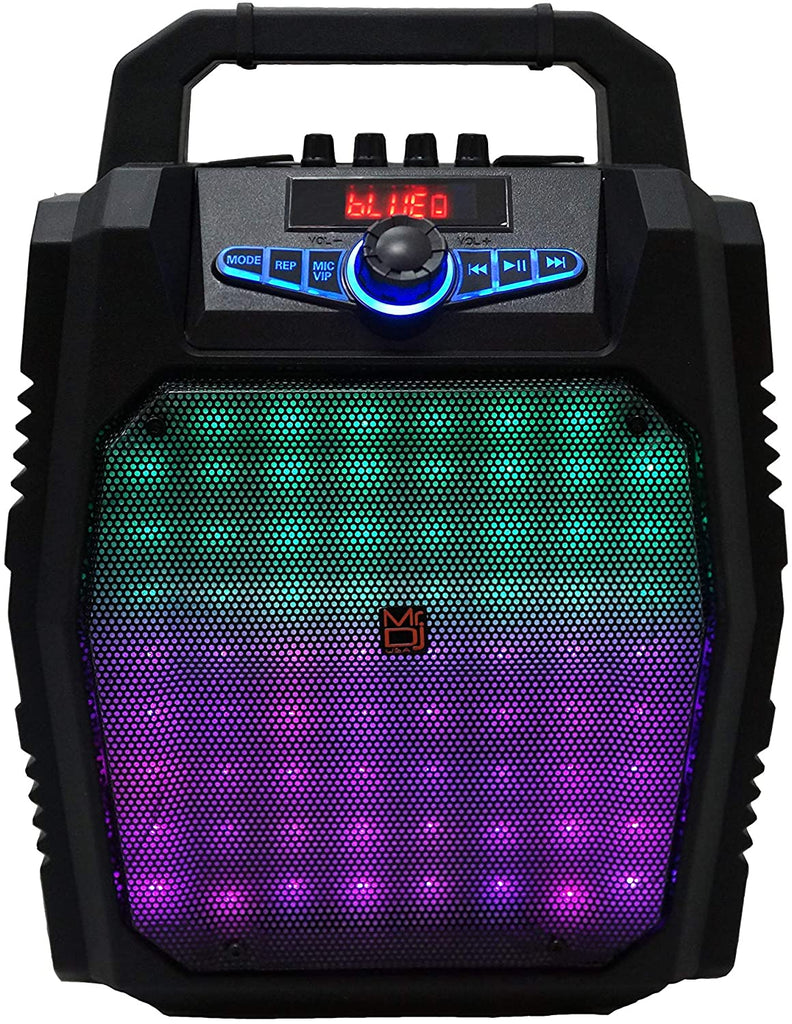 Mr Dj PARTY ROCK PA Karaoke Wireless Portable Speaker w/ 8" Subwoofer Sound System Big LED MIC