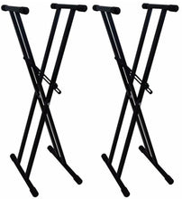 Load image into Gallery viewer, 2 Mr Dj KS350 Keyboard Stand Adjustable Metal Music Keyboard Electronic Piano Dual X Stand